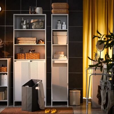 SoBuy BZR158-W Mobiletto da bagno alto con cesto portabiancheria e ripiani regolabili in MDF, ripiani aperti per piccoli 30x170x30 cm SoBuy BZR158-W Mobiletto da bagno alto con cesto portabiancheria e ripiani regolabili in MDF, ripiani aperti per piccoli 30x170x30 cm