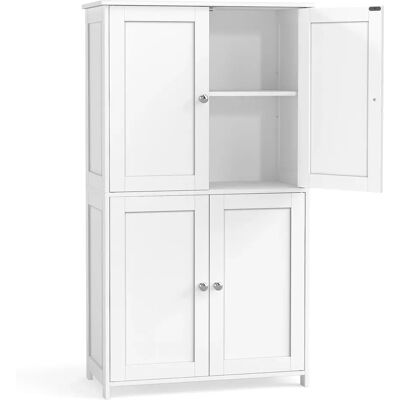 VASAGLE Mobile da Bagno, Mobiletto con 2 Ripiani Regolabili e 4 Ante, Mobile Alto da Cucina, Bianco Nuvola/Verde VASAGLE Mobile da Bagno, Mobiletto con 2 Ripiani Regolabili e 4 Ante, Mobile Alto da Cucina, Bianco Nuvola/Verde