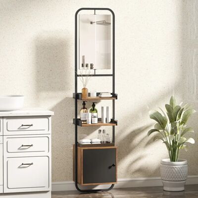 HOMCOM Mobile bagno con specchio, ripiani regolabili e armadietto, legno e metallo, 40x30x179, Nero HOMCOM Mobile bagno con specchio, ripiani regolabili e armadietto, legno e metallo, 40x30x179, Nero