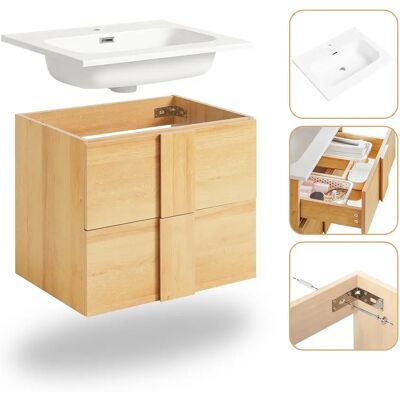 SoBuy BZR172-N lavabo sotto armadio con due cassetti per bagno mobiletto con lavabo natura 61x54x46 cm SoBuy BZR172-N lavabo sotto armadio con due cassetti per bagno mobiletto con lavabo natura 61x54x46 cm