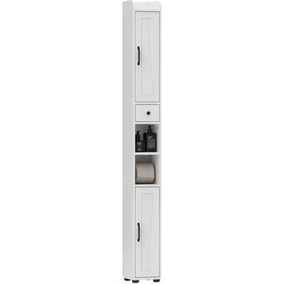 HOMCOM Mobile bagno alto, colonna portaoggetti, 2 ante, cassetto, nicchie aperte, ripiani regolabili e portarotolo, mobiletto stretto per WC, piccoli spazi, 20x20x cm, Bianco HOMCOM Mobile bagno alto, colonna portaoggetti, 2 ante, cassetto, nicchie aperte, ripiani regolabili e portarotolo, mobiletto stretto per WC, piccoli spazi, 20x20x cm, Bianco