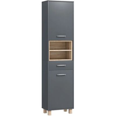 HOMCOM Mobile bagno a colonna , mobiletto bagno con 2 ante, cassetto e 2 spazi aperti, armadio alto per cucina, soggiorno, 40x24x160 cm, Grigio HOMCOM Mobile bagno a colonna , mobiletto bagno con 2 ante, cassetto e 2 spazi aperti, armadio alto per cucina, soggiorno, 40x24x160 cm, Grigio