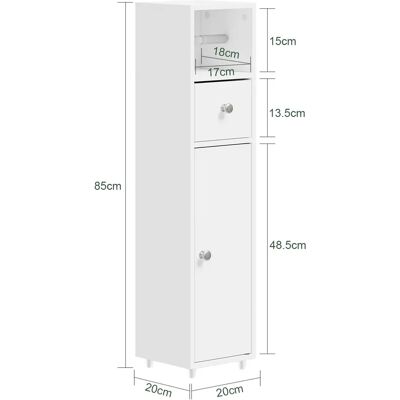 SoBuy BZR219-W Mobile Bagno Salvaspazio 20cm, Mobiletto Bagno Stretto con Porta Carta Igienica e Cassetto, Armadietto Bianco a Terra per Piccoli Spazi, Cassettiera Sottile per WC e Lavabo SoBuy BZR219-W Mobile Bagno Salvaspazio 20cm, Mobiletto Bagno Stretto con Porta Carta Igienica e Cassetto, Armadietto Bianco a Terra per Piccoli Spazi, Cassettiera Sottile per WC e Lavabo