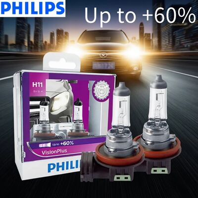 Philips H11 12V 55W PGJ19-2 VisionPlus 3250K Luce intensa Fino al 60% Visione Alogena Lampade per auto originali Faro 12362VPS2 Philips H11 12V 55W PGJ19-2 VisionPlus 3250K Luce intensa Fino al 60% Visione Alogena Lampade per auto originali Faro 12362VPS2