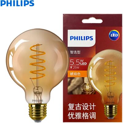 Philips LED G93 Lampadina decorativa a sfera grande a filamento classico 5,5 W = 25 W) E27 220-240 V Lampada 2000 K Luce calda dimmerabile LED oro ambra Philips LED G93 Lampadina decorativa a sfera grande a filamento classico 5,5 W = 25 W) E27 220-240 V Lampada 2000 K Luce calda dimmerabile LED oro ambra