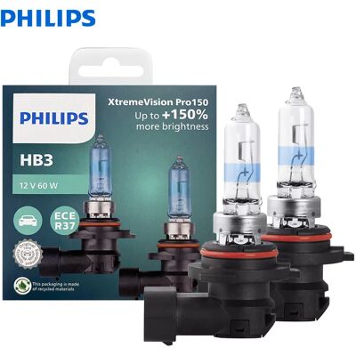 Philips X-tremeVision Pro150 HB3 9005 Faro Alogeno per Auto 12V 60W P20d +150% Luminosità Bianco Intenso Lampada Originale ECE Più Luce 9005XVP Philips X-tremeVision Pro150 HB3 9005 Faro Alogeno per Auto 12V 60W P20d +150% Luminosità Bianco Intenso Lampada Originale ECE Più Luce 9005XVP