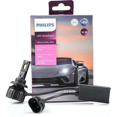 Philips HIR2 9012 Ultinon Rally 3551 Potenza massima 50W 4500LM Faro per auto 6500K Bianco Max Lumen Watt Lampadine LED 2X Philips HIR2 9012 Ultinon Rally 3551 Potenza massima 50W 4500LM Faro per auto 6500K Bianco Max Lumen Watt Lampadine LED 2X