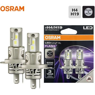 Osram FLASH LED H4 H19 Lampade per Fari Auto P43t PU43t Potenti e Luminose Design Compatto 1:1 6000K Bianco Freddo LED Abbaglianti e Anabbaglianti 64193CWFL Osram FLASH LED H4 H19 Lampade per Fari Auto P43t PU43t Potenti e Luminose Design Compatto 1:1 6000K Bianco Freddo LED Abbaglianti e Anabbaglianti 64193CWFL