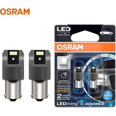 Osram LED P21W S25 1156 BA15s Lampade di retromarcia per auto 6000K LED bianco guida SL Advance LED Lampadine fendinebbia Indicatore di direzione 9456CW, coppia Osram LED P21W S25 1156 BA15s Lampade di retromarcia per auto 6000K LED bianco guida SL Advance LED Lampadine fendinebbia Indicatore di direzione 9456CW, coppia