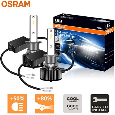 Osram LED H1 P14.5s 12V 50W CF Versione Faro per auto 4000LM Potenza luminosa 6000K Lampade a LED bianche Turbo Aggiornamento Lampadine D6150CW, 2 pezzi Osram LED H1 P14.5s 12V 50W CF Versione Faro per auto 4000LM Potenza luminosa 6000K Lampade a LED bianche Turbo Aggiornamento Lampadine D6150CW, 2 pezzi