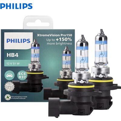 Philips X-tremeVision Pro150 HB4 9006 Faro Alogeno per Auto 12V 51W P22d +150% Più Luminoso Bianco Originale ECE Lampada Maggiore Luminosità 9006XVP Philips X-tremeVision Pro150 HB4 9006 Faro Alogeno per Auto 12V 51W P22d +150% Più Luminoso Bianco Originale ECE Lampada Maggiore Luminosità 9006XVP