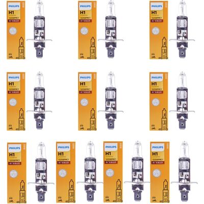 Philips 10 Lampade H1 12V 55W P14.5S, Faro Alogeno Originale per Auto 3200K, Lampadina Standard di Ricambio Genuina 12258PRC1 Philips 10 Lampade H1 12V 55W P14.5S, Faro Alogeno Originale per Auto 3200K, Lampadina Standard di Ricambio Genuina 12258PRC1