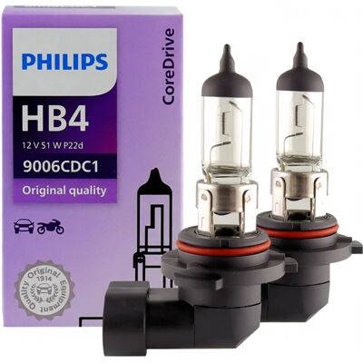 Philips 9006 HB4 12V 51W P22d 9006CDC1 Lampadina Alogena Originale OEM per Fari Auto e Fendinebbia, Più Luminosa Philips 9006 HB4 12V 51W P22d 9006CDC1 Lampadina Alogena Originale OEM per Fari Auto e Fendinebbia, Più Luminosa