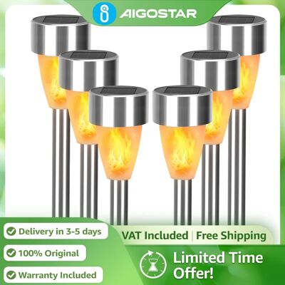 AIGOSTAR Lampada solare con fiamma realistica Effetto Fuoco Accenduto, Impermeabile IP44 Per Giardino, Prato, Sentiero AIGOSTAR Lampada solare con fiamma realistica Effetto Fuoco Accenduto, Impermeabile IP44 Per Giardino, Prato, Sentiero