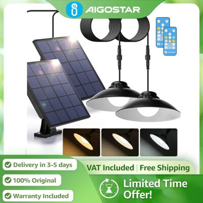 AIGOSTAR Lampada solare 50W 500Lm con telecomando 3 Temperature Regolabili (3000K/4000K/6500K) IP65, cavo da 3m AIGOSTAR Lampada solare 50W 500Lm con telecomando 3 Temperature Regolabili (3000K/4000K/6500K) IP65, cavo da 3m