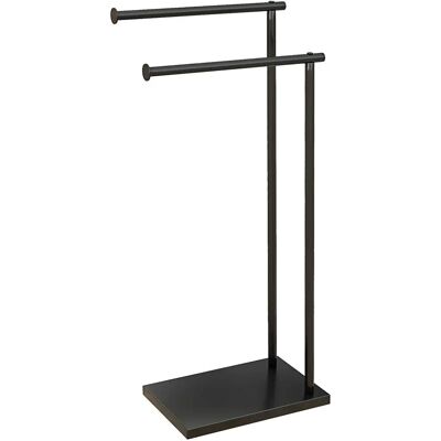 HOMCOM Portasciugamani su piedino in acciaio con 2 barre porta asciugamani 35,5l x 20P x 78H cm - Nero HOMCOM Portasciugamani su piedino in acciaio con 2 barre porta asciugamani 35,5l x 20P x 78H cm - Nero