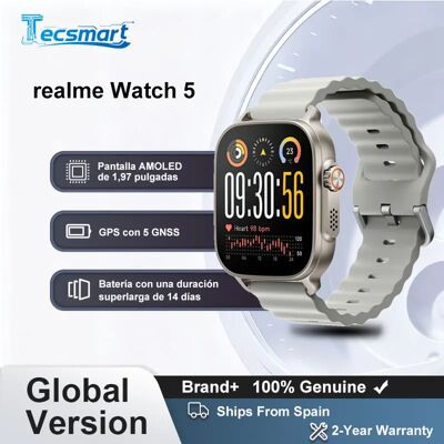 Realme Smartwatch - Watch 5 Versione globale Bussola e GPS indipendente con 5 GNSS Display AMOLED da 1,97 pollici Fino a 14 giorni Batteria a lunga durata IP68 Realme Smartwatch - Watch 5 Versione globale Bussola e GPS indipendente con 5 GNSS Display AMOLED da 1,97 pollici Fino a 14 giorni Batteria a lunga durata IP68