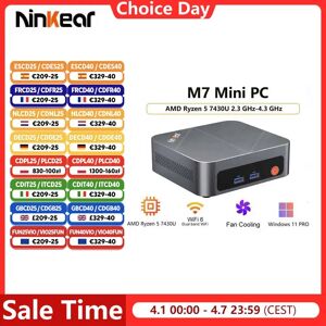 Ninkear M7 Mini PC AMD Ryzen ™ Mini Computer 5 7430U Windows 11 PRO, 16GB RAM DDR4, 512GB SSD, WIFI 6.0, Raffreddamento a Ventola Ninkear M7 Mini PC AMD Ryzen ™ Mini Computer 5 7430U Windows 11 PRO, 16GB RAM DDR4, 512GB SSD, WIFI 6.0, Raffreddamento a Ventola