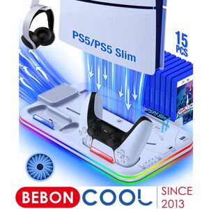beboncool Per supporto di raffreddamento sottile PS5 con ventola di luce RGB per disco console PS5 ed edizioni digitali Controller PS5 Dock di ricarica doppio controller beboncool Per supporto di raffreddamento sottile PS5 con ventola di luce RGB per disco console PS5 ed edizioni digitali Controller PS5 Dock di ricarica doppio controller