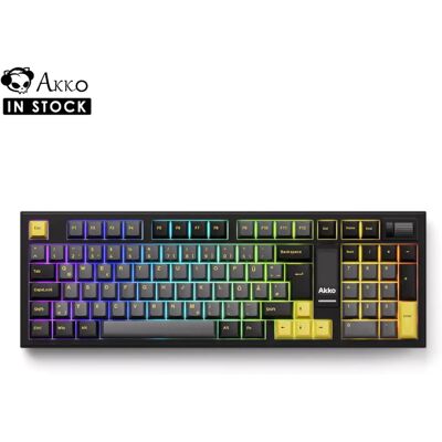 AKKO 5098B Tastiera da gioco meccanica wireless oro nero con schermo TFT Manopola verticale 96 tasti Guarnizione retroilluminata RGB sostituibile a caldo AKKO 5098B Tastiera da gioco meccanica wireless oro nero con schermo TFT Manopola verticale 96 tasti Guarnizione retroilluminata RGB sostituibile a caldo