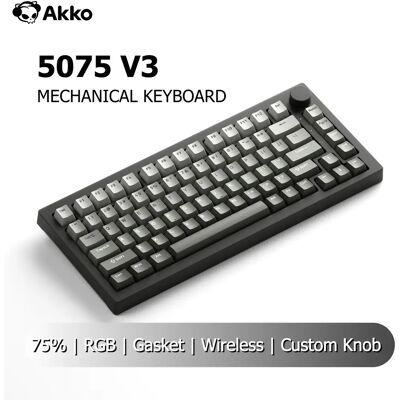 AKKO Tastiera Meccanica 5075 V3 75% 82 Tasti ANSI-US con Manopola, Hot-swappable, RGB, Tri-modalità Wireless, Personalizzabile per Gaming e Ufficio AKKO Tastiera Meccanica 5075 V3 75% 82 Tasti ANSI-US con Manopola, Hot-swappable, RGB, Tri-modalità Wireless, Personalizzabile per Gaming e Ufficio
