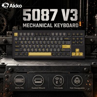 AKKO 5087 V3 Tastiera wireless 80% TKL Layout RGB USB tipo C/2.4g e BT5.0 Tastiera meccanica da gioco personalizzata tri-modale sostituibile a caldo AKKO 5087 V3 Tastiera wireless 80% TKL Layout RGB USB tipo C/2.4g e BT5.0 Tastiera meccanica da gioco personalizzata tri-modale sostituibile a caldo