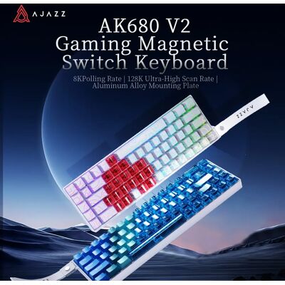Ajazz Nuova Tastiera Meccanica da Gaming AK680 V2 con Switch Magnetici, Precisione 0.01mm, 68 Tasti, Frequenza di Risposta 8K, Poggiapolsi, Cablata Ajazz Nuova Tastiera Meccanica da Gaming AK680 V2 con Switch Magnetici, Precisione 0.01mm, 68 Tasti, Frequenza di Risposta 8K, Poggiapolsi, Cablata
