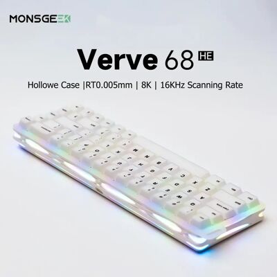 AKKO Tastiera meccanica da gaming personalizzata x MonsGeek Verve 68 HE, layout 65%, RGB, switch magnetici RT0.005mm, frequenza di polling 8K. AKKO Tastiera meccanica da gaming personalizzata x MonsGeek Verve 68 HE, layout 65%, RGB, switch magnetici RT0.005mm, frequenza di polling 8K.