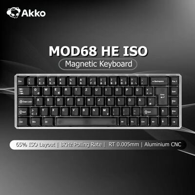 AKKO MOD68 HE Tastiera ISO UK/DE/FR Layout 65% Interruttore magnetico Trigger rapido 0.005mm 8K ARGB Tastiera meccanica da gioco personalizzata AKKO MOD68 HE Tastiera ISO UK/DE/FR Layout 65% Interruttore magnetico Trigger rapido 0.005mm 8K ARGB Tastiera meccanica da gioco personalizzata