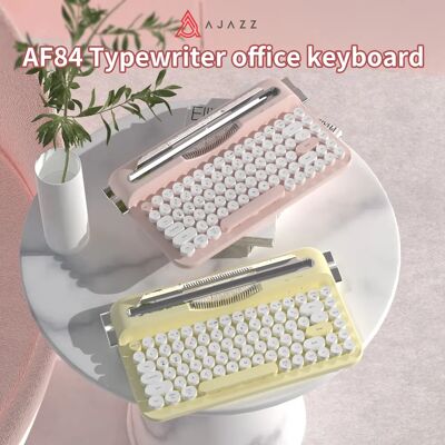 Ajazz AF84 Tastiera Compatta Retrò con Tasti Rotondi Stile Morandi, 84 Tasti Connessione Dual-Mode, Supporto Integrato, Silenzioso per Ufficio, Multi-Sistema Ajazz AF84 Tastiera Compatta Retrò con Tasti Rotondi Stile Morandi, 84 Tasti Connessione Dual-Mode, Supporto Integrato, Silenzioso per Ufficio, Multi-Sistema