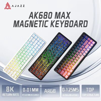 Ajazz Tastiera Meccanica AK680 MAX con Switch Magnetici, Tastiera da Gaming 65% con Rapid Trigger 0.01mm, 8K ARGB HE/TMR, Tastiera Personalizzabile Ajazz Tastiera Meccanica AK680 MAX con Switch Magnetici, Tastiera da Gaming 65% con Rapid Trigger 0.01mm, 8K ARGB HE/TMR, Tastiera Personalizzabile