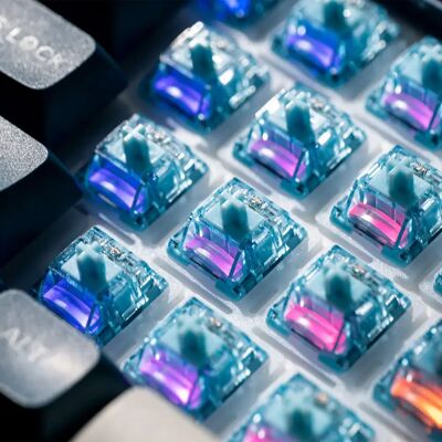 AKKO V5 Pro Interruttore blu cremoso 5 pin 45gf Interruttore tattile Thocky Lubrificato in fabbrica Compatibile con tastiera meccanica Cherry MX AKKO V5 Pro Interruttore blu cremoso 5 pin 45gf Interruttore tattile Thocky Lubrificato in fabbrica Compatibile con tastiera meccanica Cherry MX
