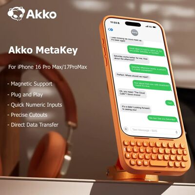 AKKO MetaKey Custodia per telefono con tastiera PU TPU con supporto magnetico 37 tasti Mini tastiera per telefono per iPhone 16 Pro Max 17 Pro Max AKKO MetaKey Custodia per telefono con tastiera PU TPU con supporto magnetico 37 tasti Mini tastiera per telefono per iPhone 16 Pro Max 17 Pro Max