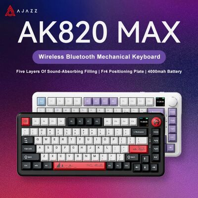 Ajazz Tastiera meccanica AK820 MAX al 75%, tastiera magnetica con schermo e manopole, tastiere da gioco RGB Bluetooth/cablate/wireless Ajazz Tastiera meccanica AK820 MAX al 75%, tastiera magnetica con schermo e manopole, tastiere da gioco RGB Bluetooth/cablate/wireless