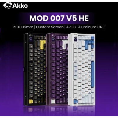 AKKO MOD007 V5 HE Tastiera con schermo di visualizzazione Interruttore magnetico al 75% RT0.005mm 8K RGB Tastiera meccanica da gioco Guarnizione in alluminio AKKO MOD007 V5 HE Tastiera con schermo di visualizzazione Interruttore magnetico al 75% RT0.005mm 8K RGB Tastiera meccanica da gioco Guarnizione in alluminio