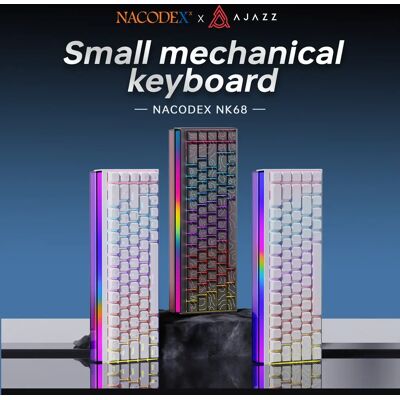 Ajazz Tastiera Meccanica Cablata NK68, Hot Swap Completo, Striscia LED RGB, Compatta e Portatile, per Ufficio e Gaming Ajazz Tastiera Meccanica Cablata NK68, Hot Swap Completo, Striscia LED RGB, Compatta e Portatile, per Ufficio e Gaming