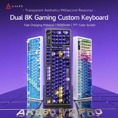 Ajazz AK980 V2 PRO Tastiera da Gaming Personalizzabile Dual 8K con Protocollo di Ricarica Rapida/10000mAh/Schermo a Colori TFT per Ufficio e Gaming Ajazz AK980 V2 PRO Tastiera da Gaming Personalizzabile Dual 8K con Protocollo di Ricarica Rapida/10000mAh/Schermo a Colori TFT per Ufficio e Gaming