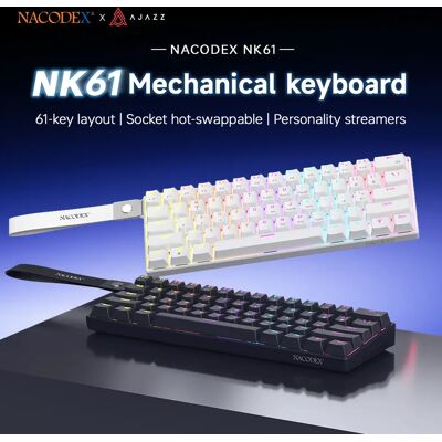 Ajazz Tastiera Cablata NK61 a 61 Tasti, RGB Completo, Illuminazione Laterale, Tasti Flottanti, Switch Rossi Hot-Swap, Switch Satellite Ottimizzati Ajazz Tastiera Cablata NK61 a 61 Tasti, RGB Completo, Illuminazione Laterale, Tasti Flottanti, Switch Rossi Hot-Swap, Switch Satellite Ottimizzati