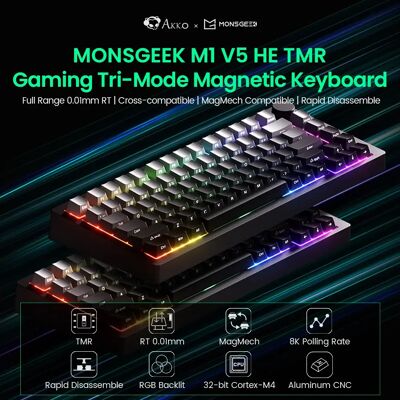 AKKO MONSGEEK M1 V5 TMR Tastiera da gioco a grilletto rapido con interruttori magnetici/meccanici Guarnizione tastiera in alluminio hot-swap 8K RGB AKKO MONSGEEK M1 V5 TMR Tastiera da gioco a grilletto rapido con interruttori magnetici/meccanici Guarnizione tastiera in alluminio hot-swap 8K RGB