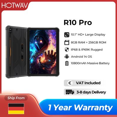 Hotwav R10 Pro Tablet Robusto Android 14, Schermo HD+ 10.1'', Fotocamera 13MP, Batteria 10800mAh, 8GB 256GB, 8-core, Ricarica OTG Hotwav R10 Pro Tablet Robusto Android 14, Schermo HD+ 10.1'', Fotocamera 13MP, Batteria 10800mAh, 8GB 256GB, 8-core, Ricarica OTG