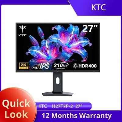 KTC Monitor da gaming H27T7P-2 27" Fast IPS 2560×1440 QHD 200Hz Overdrive fino a 210Hz, 16:9, ELED, 1,07 miliardi di colori (8-bit + Hi-FRC), DC12V/4A, luminosità 400 cd/m², HDR400, tecnologie KTC Monitor da gaming H27T7P-2 27" Fast IPS 2560×1440 QHD 200Hz Overdrive fino a 210Hz, 16:9, ELED, 1,07 miliardi di colori (8-bit + Hi-FRC), DC12V/4A, luminosità 400 cd/m², HDR400, tecnologie