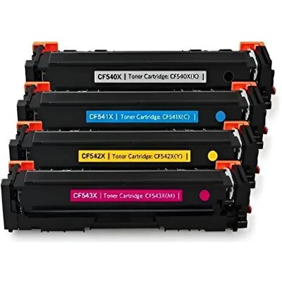 HP CONFEZIONE 4 TONER CF540X CF541X CF542X CF543X per Color LaserJet Pro M254, M280, M281 compatibili NERO CIANO MAGENTA GIALLO HP CONFEZIONE 4 TONER CF540X CF541X CF542X CF543X per Color LaserJet Pro M254, M280, M281 compatibili NERO CIANO MAGENTA GIALLO