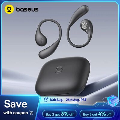 BASEUS Auricolari Sportivi Wireless Open-Ear BF1 Lite Bluetooth 5.4 con Ganci Auricolari, Bassi Potenti, 60 Ore di Autonomia BASEUS Auricolari Sportivi Wireless Open-Ear BF1 Lite Bluetooth 5.4 con Ganci Auricolari, Bassi Potenti, 60 Ore di Autonomia