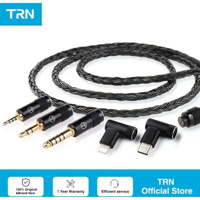 TRN Cavo di aggiornamento HIFI T2 Pro16 Core per auricolari, placcato argento, 2.5 5-pin/3.5/4.4/Type C 5-pin/QDC/MMCX/0.75/0.78 TRN Cavo di aggiornamento HIFI T2 Pro16 Core per auricolari, placcato argento, 2.5 5-pin/3.5/4.4/Type C 5-pin/QDC/MMCX/0.75/0.78