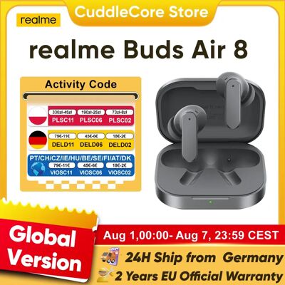 Realme Buds Air 8 Auricolari Bluetooth Versione Globale per 16 Pro Plus GT 8 Pro 55dB 58 Ore di Autonomia della Batteria Realme Buds Air 8 Auricolari Bluetooth Versione Globale per 16 Pro Plus GT 8 Pro 55dB 58 Ore di Autonomia della Batteria