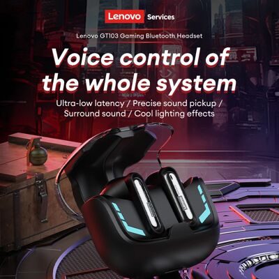 Lenovo NUOVI auricolari wireless GT103 Cuffie da gioco Bluetooth 6.0 720 ° Auricolari con Suono Surround e Riduzione Intelligente del Rumore per le Chiamate Lenovo NUOVI auricolari wireless GT103 Cuffie da gioco Bluetooth 6.0 720 ° Auricolari con Suono Surround e Riduzione Intelligente del Rumore per le Chiamate
