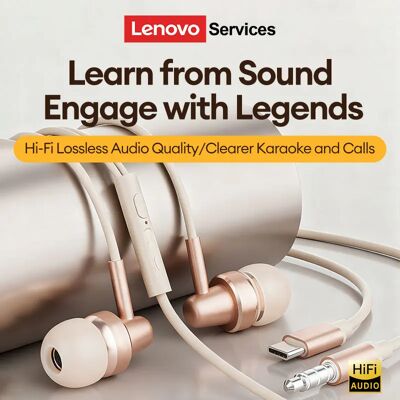 Lenovo Auricolari Cablati YF21 per E-sports, Jack 3.5mm/Type-C, Cuffie HiFi Stereo Surround con Cancellazione del Rumore AI Lenovo Auricolari Cablati YF21 per E-sports, Jack 3.5mm/Type-C, Cuffie HiFi Stereo Surround con Cancellazione del Rumore AI