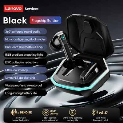 Lenovo NUOVE cuffie da gioco GT105 Auricolari wireless Bluetooth 6.0 Illuminazione RGB Auricolari per eSport Latenza ultra-bassa 24 ore di riproduzione Lenovo NUOVE cuffie da gioco GT105 Auricolari wireless Bluetooth 6.0 Illuminazione RGB Auricolari per eSport Latenza ultra-bassa 24 ore di riproduzione