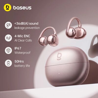 BASEUS Auricolari Wireless Open-Ear Bowie MC2 S Bluetooth 6.0, Comodi Auricolari Sportivi a Clip, Chiamate Chiare con AI a 4 Microfoni, 50 Ore di Riproduzione BASEUS Auricolari Wireless Open-Ear Bowie MC2 S Bluetooth 6.0, Comodi Auricolari Sportivi a Clip, Chiamate Chiare con AI a 4 Microfoni, 50 Ore di Riproduzione