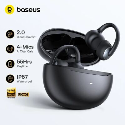 BASEUS Auricolari Wireless Open Ear Bowie MC2 Bluetooth 6.0, Comodi Auricolari Sportivi a Clip con 4 Microfoni AI per Chiamate Nitide e Bassi Potenziati BASEUS Auricolari Wireless Open Ear Bowie MC2 Bluetooth 6.0, Comodi Auricolari Sportivi a Clip con 4 Microfoni AI per Chiamate Nitide e Bassi Potenziati